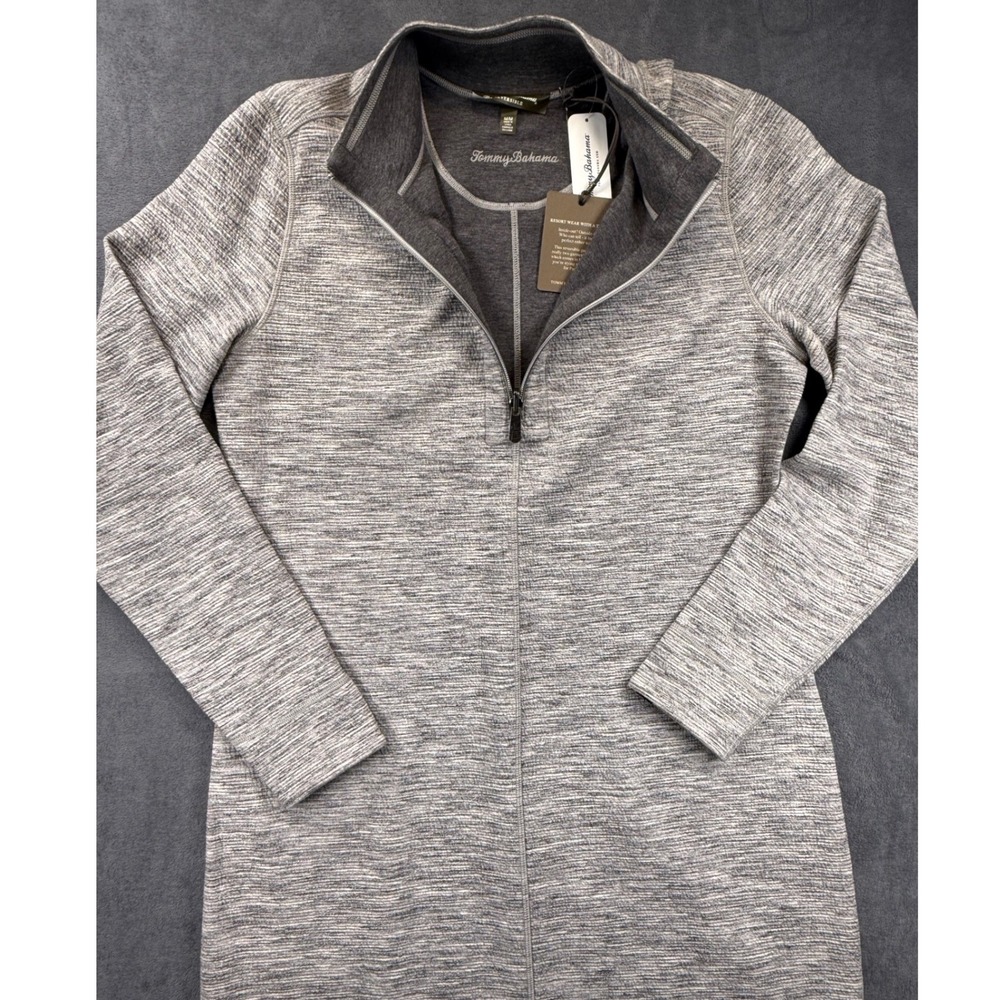 Tommy Bahama Marled Flip Side Reversible 1/4 Zip Dress Silver Streak Heather M - Picture 4 of 15